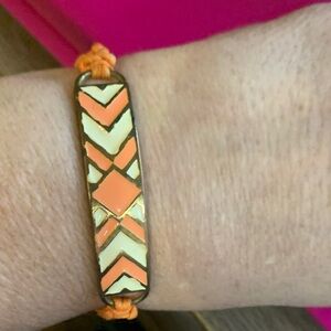 Chevron Patterned Bracelet in Orange and Cream